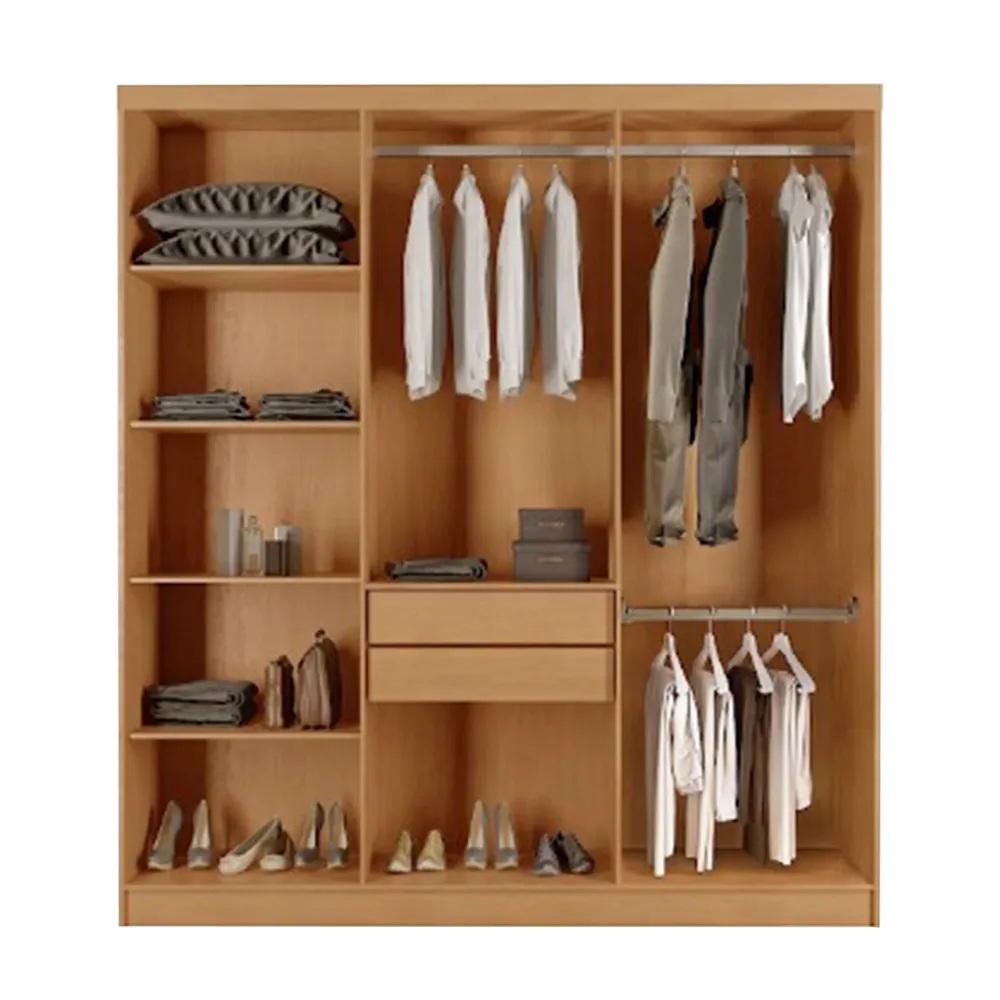 Guarda Roupa Casal 6 Portas e 2 Gavetas Cairo Cor Naturale/Off White - Imagem 2