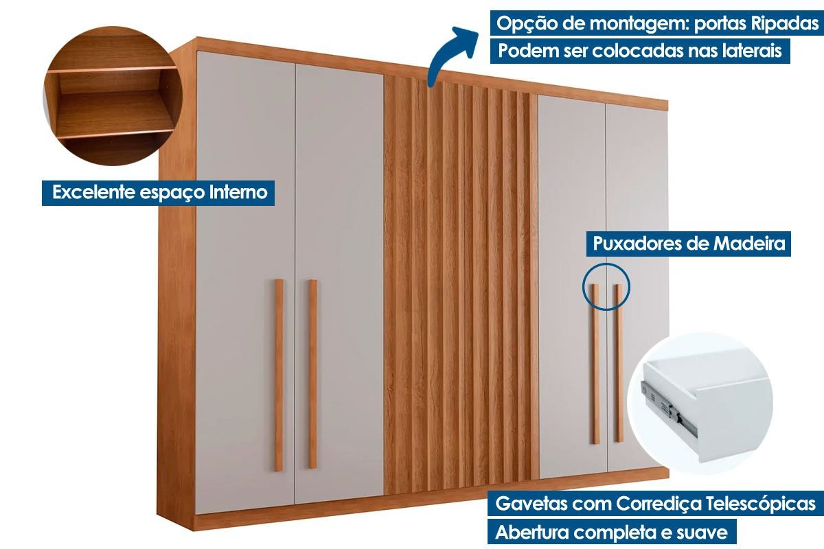 Guarda Roupa Casal 6 Portas e 6 Gavetas Riviera - Rufato - Imagem 4