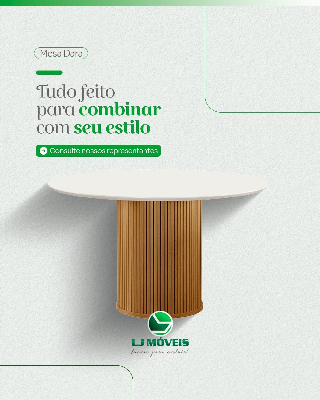 Mesa Dara Redonda 110x110 Com Vidro Lj Móveis Cinamomo Off white - Imagem 2