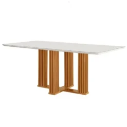 Mesa Florença 120x80 Com Vidro Lj Móveis Cinamomo Off White