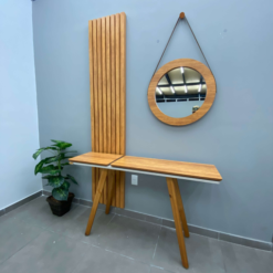 Aparador Ibiza Com Espelho e Painel Decorativo Ripado Tebarrot Móveis Off White Nature