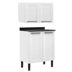 Armário Aéreo com Balcão Florença 70cm 4 Portas Itatiaia Branco