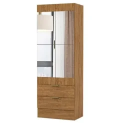 Armário Multiuso Clara 2 Portas com Espelho e 2 Gavetas Carioca Freijó