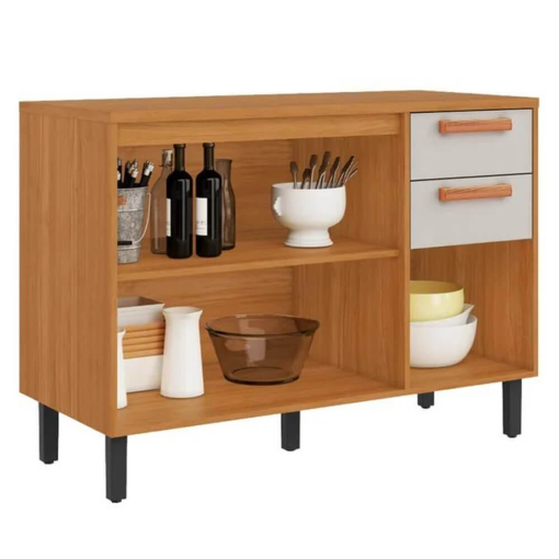 Balcão Napoles 3 Portas 2 Gavetas para Cozinha Itatiaia Cinamomo Off White - Imagem 3