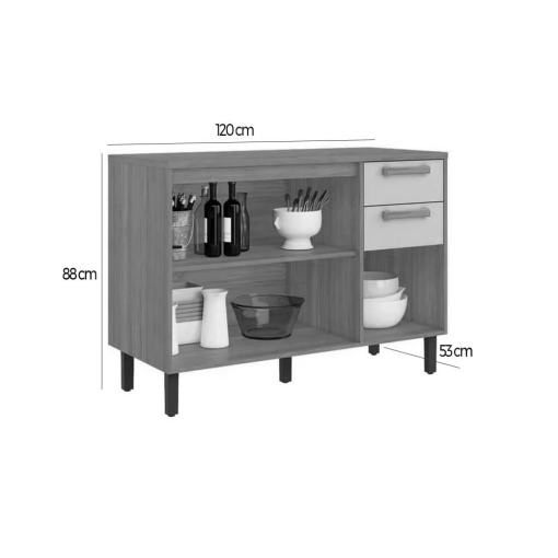 Balcão Napoles 3 Portas 2 Gavetas para Cozinha Itatiaia Cinamomo Off White - Imagem 4