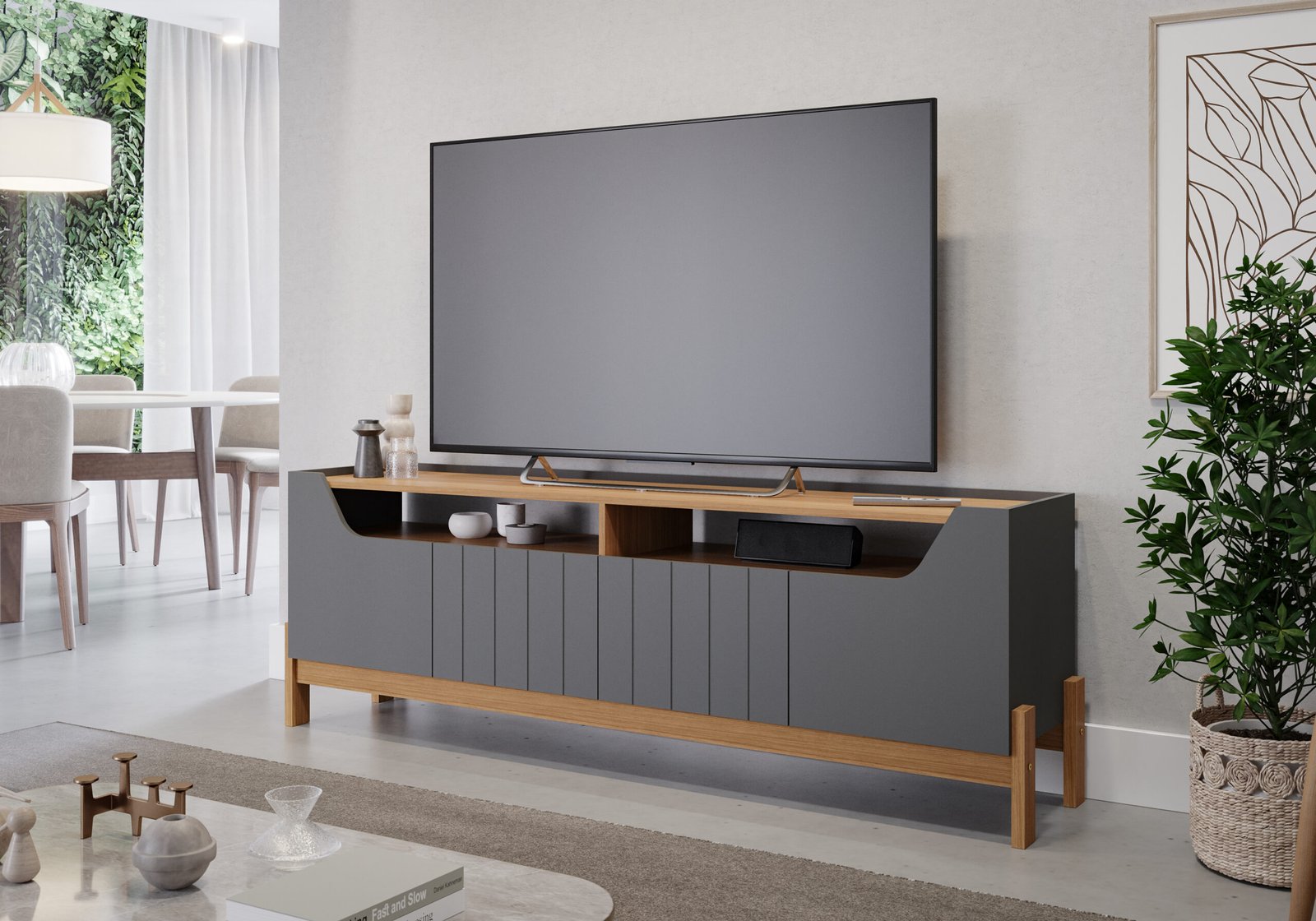 Rack Para Tv 70 Polegadas Mdf Moema 4 Portas Permóbili - Imagem 2