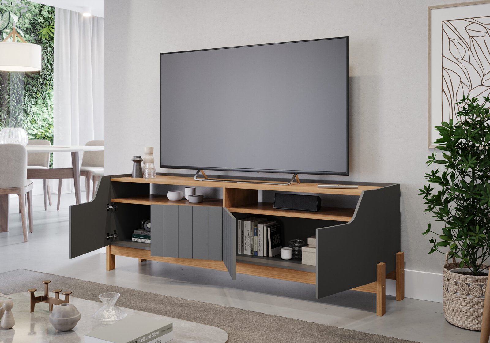 Rack Para Tv 70 Polegadas Mdf Moema 4 Portas Permóbili - Imagem 6