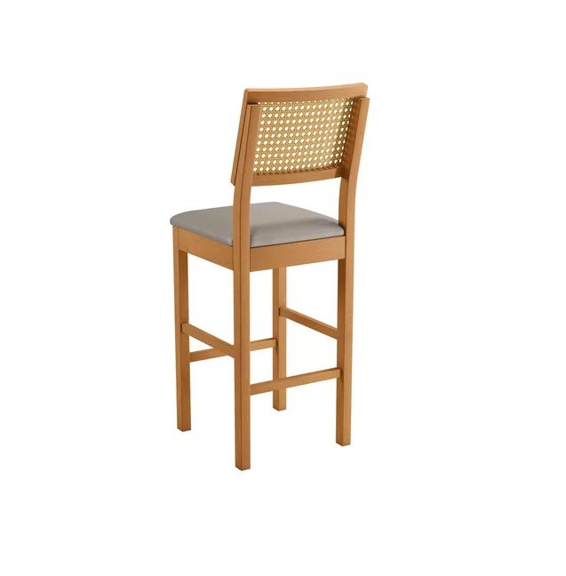 Banqueta Decorativa Jade 03 Camurça Base Madeira Maciça JCM Movelaria - Imagem 2