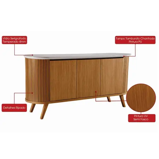 Buffet Luna 3 Portas Ripado LJ - Imagem 3