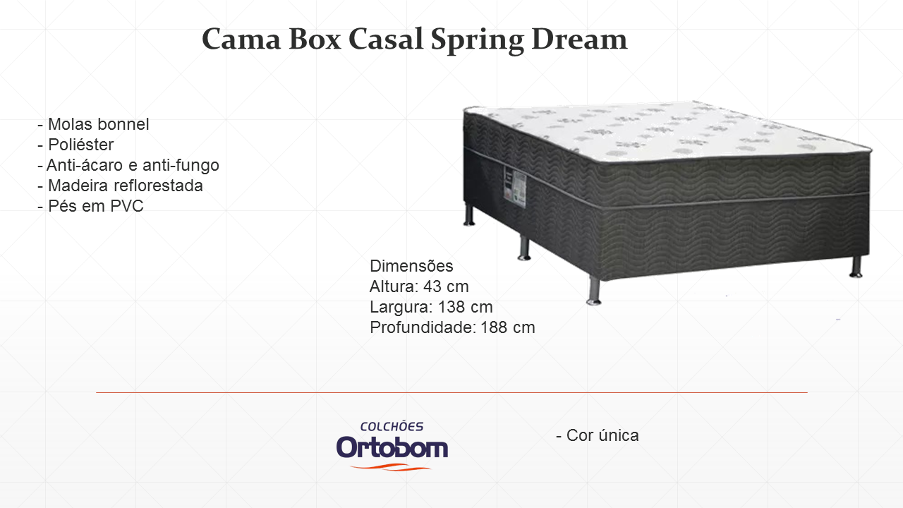 Cama Box Conjugada Casal Molas Spring Dream Ortobom 43x188x138 - Imagem 3