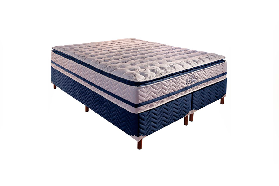 Base Box Bipartida Universal com Colchão Paropas de Molas Pocket Blue com Pillow Top QUEEN 158×198