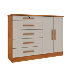 Cômoda Istambul 2 Portas 5 Gavetas Tcil Cinamomo Off white