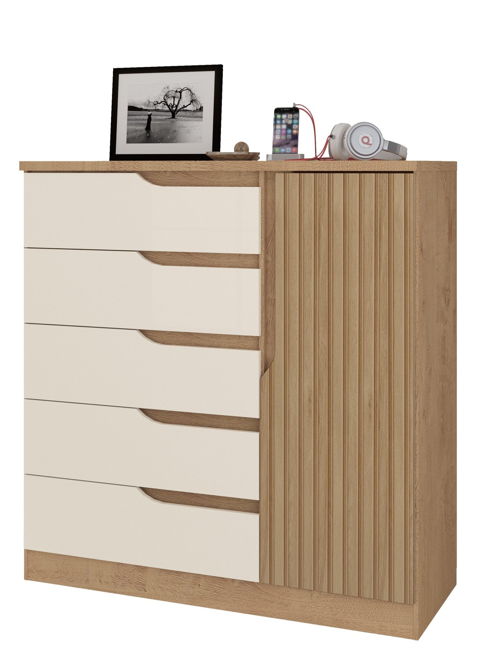 Cômoda Sapateira Paris New 5 Gavetas 1 Porta Atualle - Imagem 6