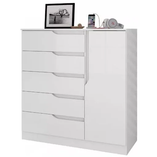 Cômoda Sapateira Paris New 5 Gavetas 1 Porta Atualle