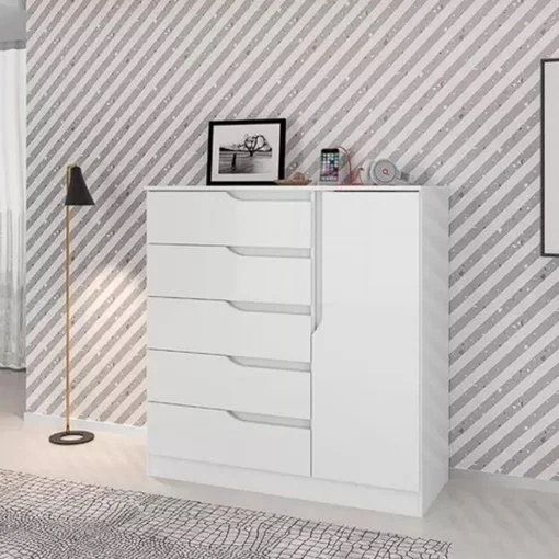 Cômoda Sapateira Paris New 5 Gavetas 1 Porta Atualle - Imagem 3