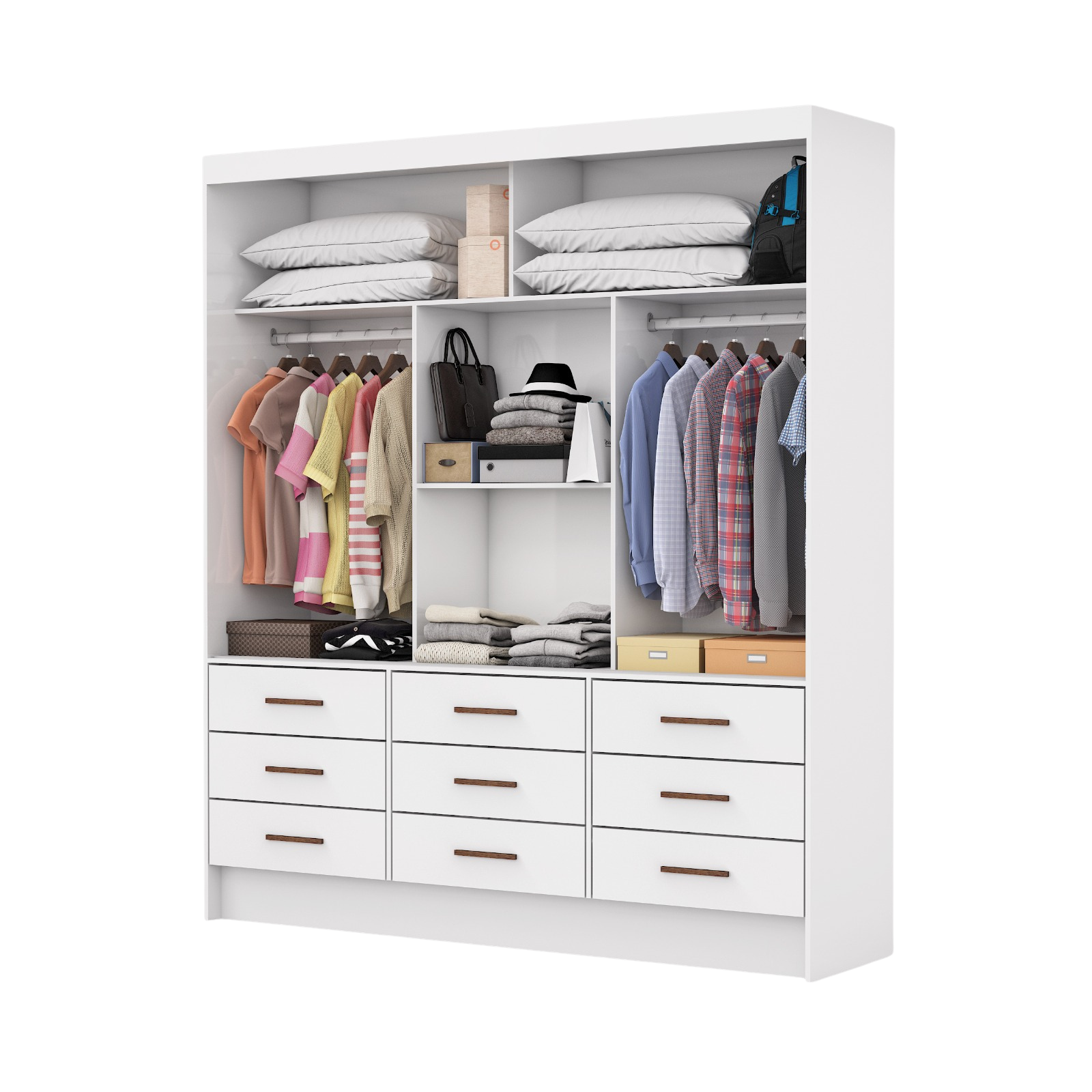 Guarda Roupa Sevilha Casal com Espelho 3 Portas 9 Gavetas Carioca - Imagem 3