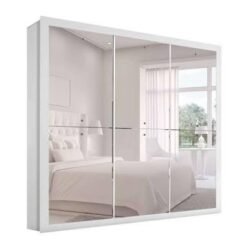 Guarda Roupa Casal Berlim Plus 3 Portas de Correr Todo Espelhado
