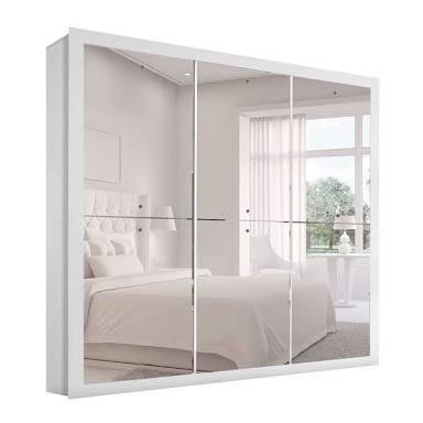 Guarda Roupa Casal Berlim Plus 3 Portas de Correr Todo Espelhado