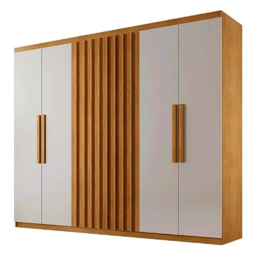Guarda Roupa Casal 6 Portas e 2 Gavetas Cairo Cor Naturale/Off White