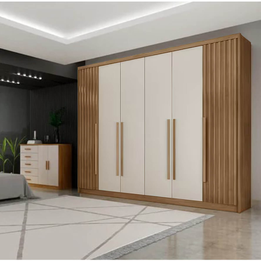 Guarda Roupa Coimbra Casal Ripado 6 Portas 8 Gavetas Novo Horizonte Cumaru Fendi - Imagem 2