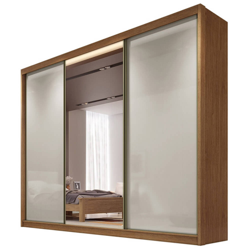 Guarda Roupa Diamond Casal Com Espelho 3 Portas 6 Gavetas Novo Horizonte - Imagem 3