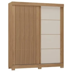 Guarda Roupa Montana Casal 2 Portas 2 Gavetas Atualle Canelato Rústico 3D Off White