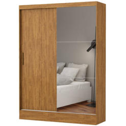 Guarda Roupa Santiago Carioca Solteiro com Espelho 2 Portas 2 Gavetas