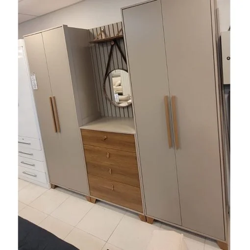 Guarda Roupa Verti Casal 5 Portas 3 Gavetas Fabrimoveis Gianduia Nature - Imagem 6