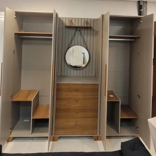 Guarda Roupa Verti Casal 5 Portas 3 Gavetas Fabrimoveis Gianduia Nature - Imagem 5