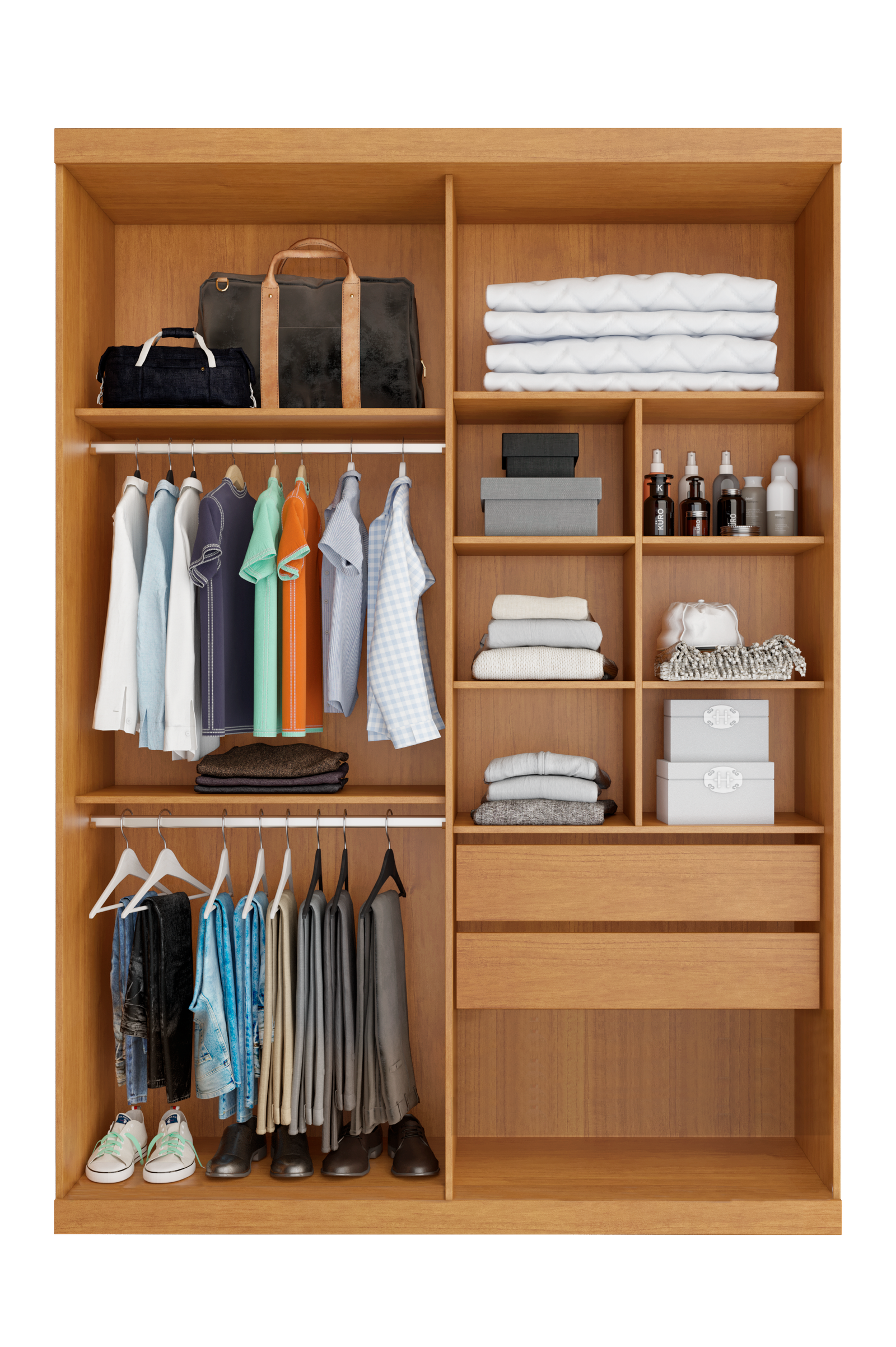 Guarda Roupa Solteiro Buzios Bianchi Nature/Off White - Imagem 3