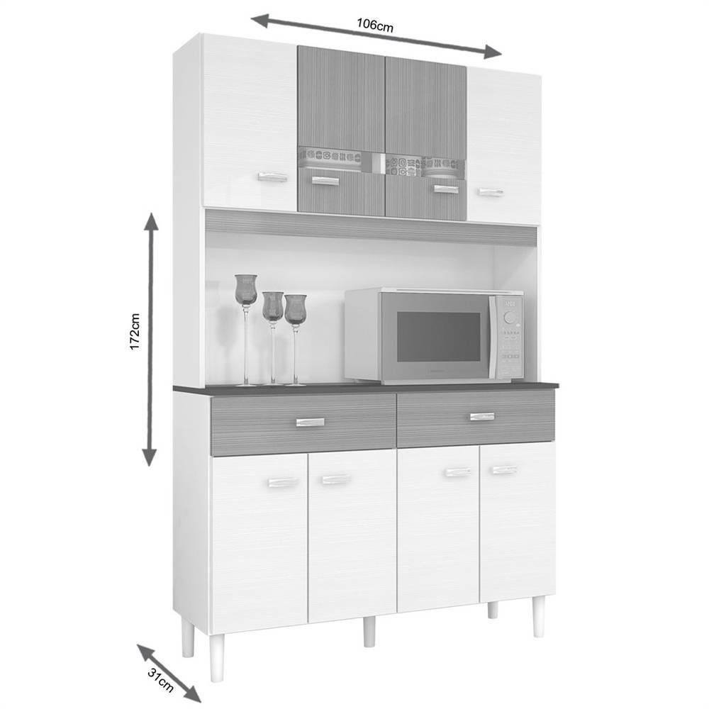 Cozinha Manu 8 Portas 2 Gavetas Compacta Poquema - Imagem 2