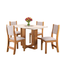 Mesa de Jantar Magic com 4 Cadeiras Viero Mel Blonde