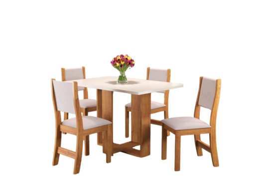 Mesa de Jantar Magic com 4 Cadeiras Viero Mel Blonde