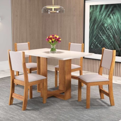 Mesa de Jantar Magic com 4 Cadeiras Viero Mel Blonde - Imagem 2