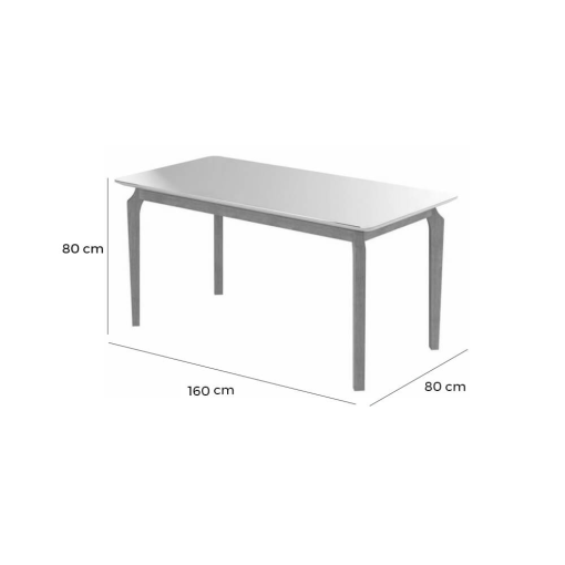 Mesa Alegra 160×80 COM Vidro JCM Cinamomo Off White - Imagem 2