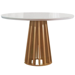 Mesa Berlim Redonda Cinamomo Off white Cel moveis