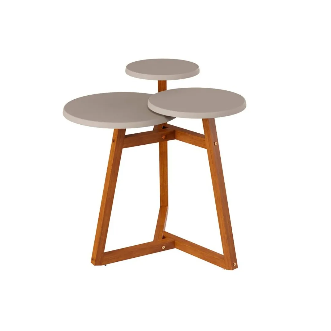 Mesa de Lateral Classic 3 Tampos Tebarrot Off White Nature