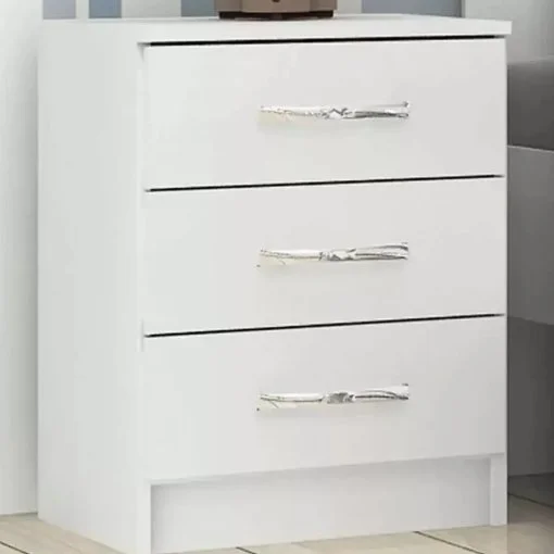 Mesa de Cabeceira Evidencia com 3 Gavetas Branco - Imagem 2