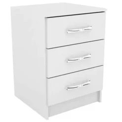 Mesa de Cabeceira Evidencia com 3 Gavetas Branco