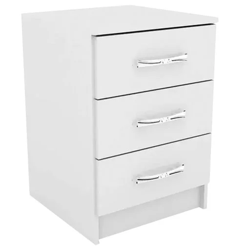 Mesa de Cabeceira Evidencia com 3 Gavetas Branco