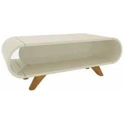 Mesa de Centro Nobre com Pés em Madeira Gelius Off White
