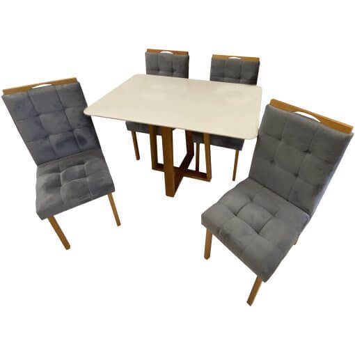 Mesa de Jantar Pedro 120x80cm com 4 Cadeiras Art Assentos
