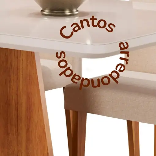 Mesa de Jantar Viena 120x90cm com 4 Cadeiras Turim Tecido Linho Viero - Imagem 5