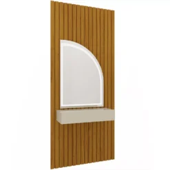 Penteadeira Ripado com Espelho com Led 95cm Realeza NaturaleOff White