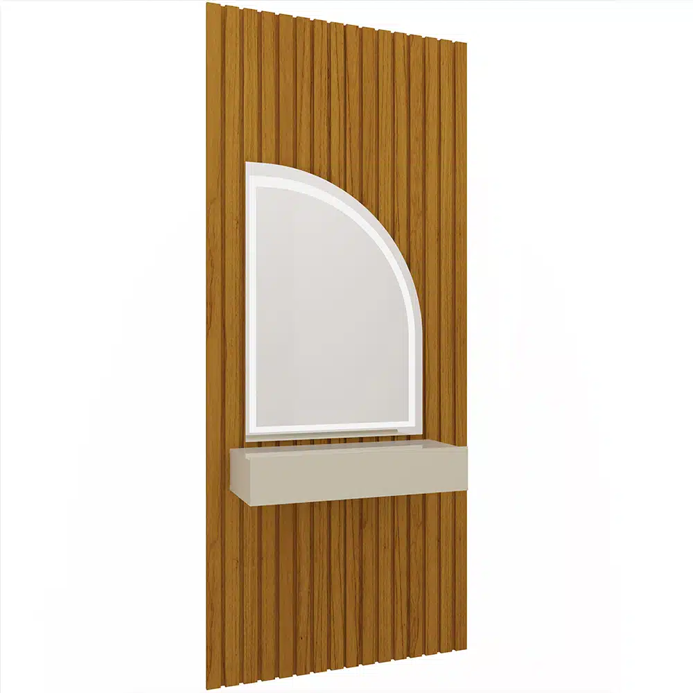 Penteadeira Ripado com Espelho com Led 95cm Realeza NaturaleOff White