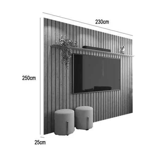 Rack Flip com Painel Supremo 4 Portas para TV até 85 Polegadas Patrimar Off White Cinamomo - Imagem 5