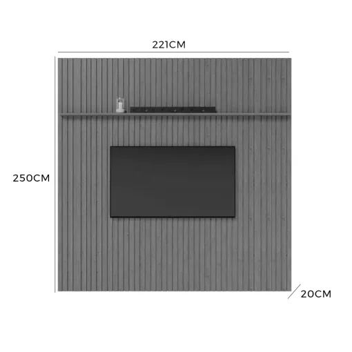 Painel Versatti Com Prateleira 221cm para TV até 70 Polegadas Fabrimóveis Nature - Imagem 4