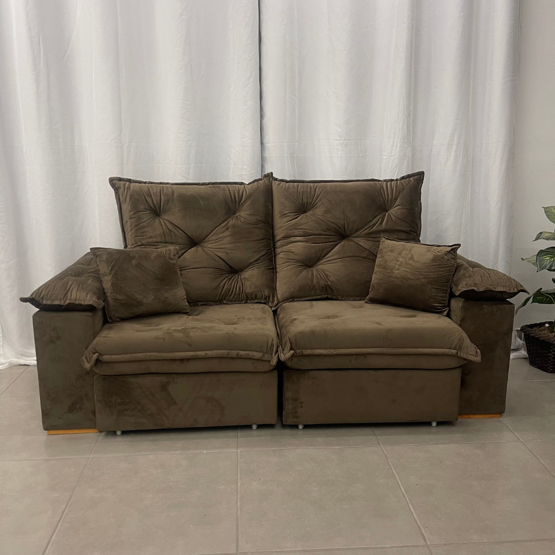 Sofá Porto Madero 4 Lugares Retrátil e Reclinável 230cm Tecido Veludo Imperial Decor - Imagem 4