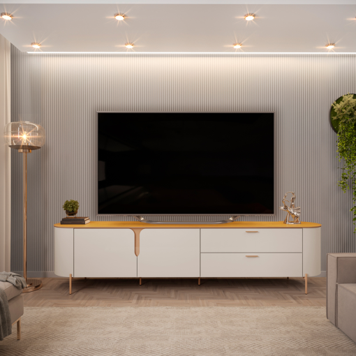 Rack Celine para TV até 75 Polegadas 2 Portas 2 Gavetas DJ - Imagem 5