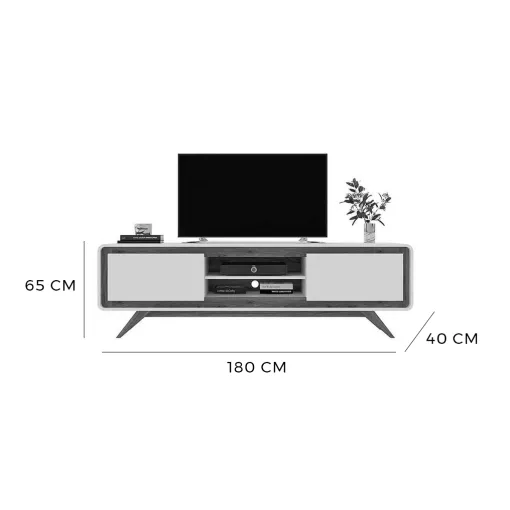 Rack Channel 180cm para TV até 60 Polegadas 2 Portas Fabrimóveis Off White Nature - Imagem 3